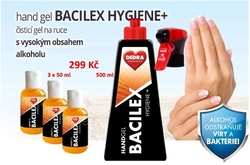 Čisticí gel na ruce s vysokým obsahem alkoholu HANDGEL BACILEX HYGIENE+ SADA  3+1 + rozprašovač ZDARMA