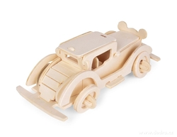 3D skládací dřevěná stavebnice AUTO 18 cm DA33354 pohled zezadu