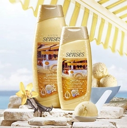 Avon Sprchový gel Senses GELATO MOMENTS s výtažky z medu a sójového mléka 250 ml 