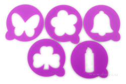 Šablony na zdobení 2v1, podložky pod hrnky fialové